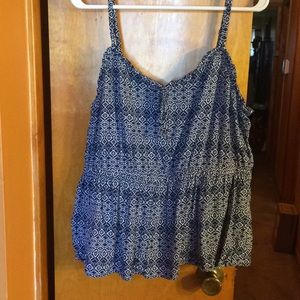 Printed Blue Tank Top